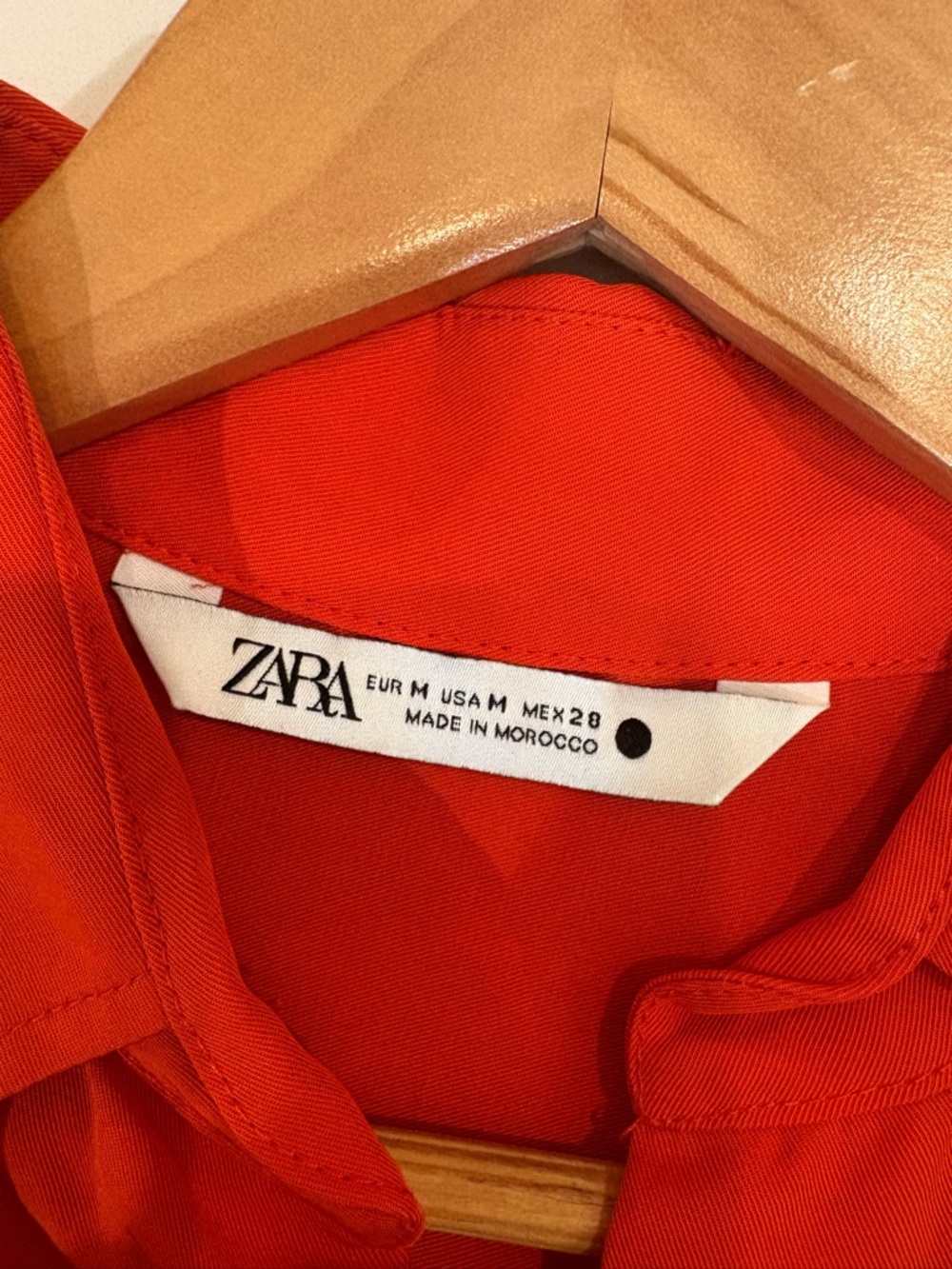 Zara Bold Red-Orange Long Sleeve Button Shirt - Picture 8 of 10